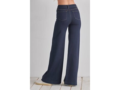 O2 Denim Front Seam Straight Wide Leg Denim- Dark Wash- PW505