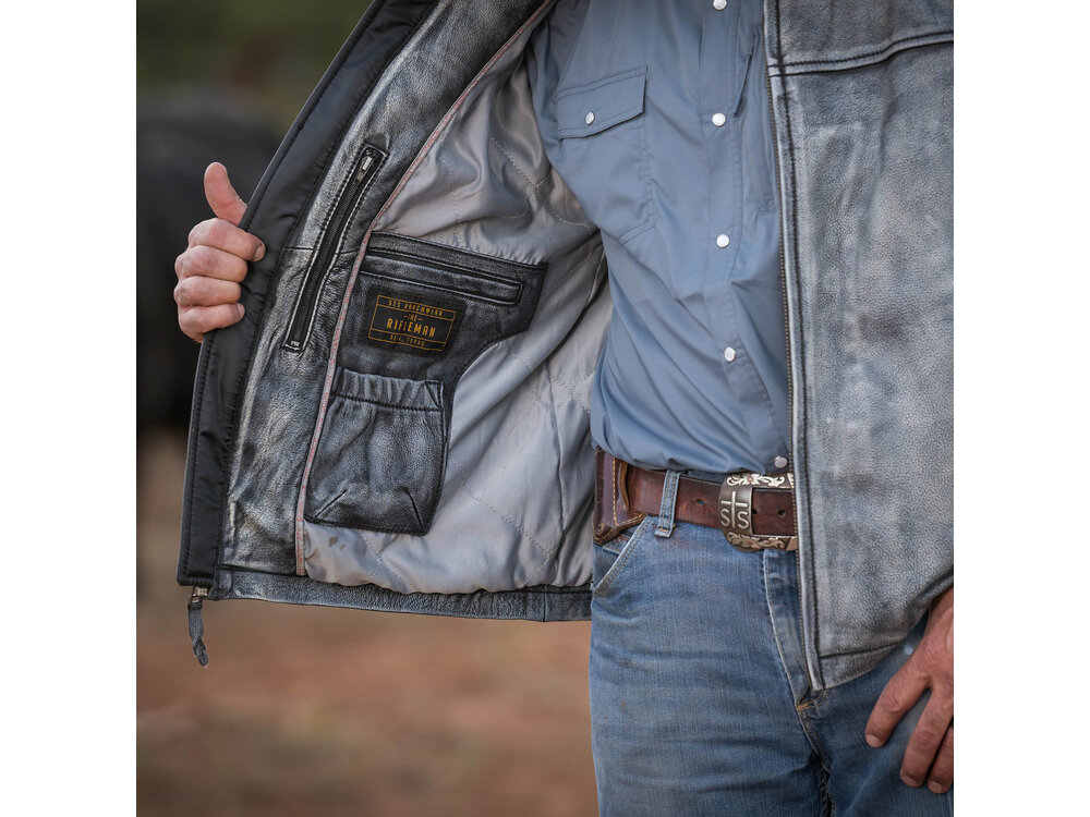 STS Ranchwear Rifleman Leather Jacket- Stonewash- STS5485