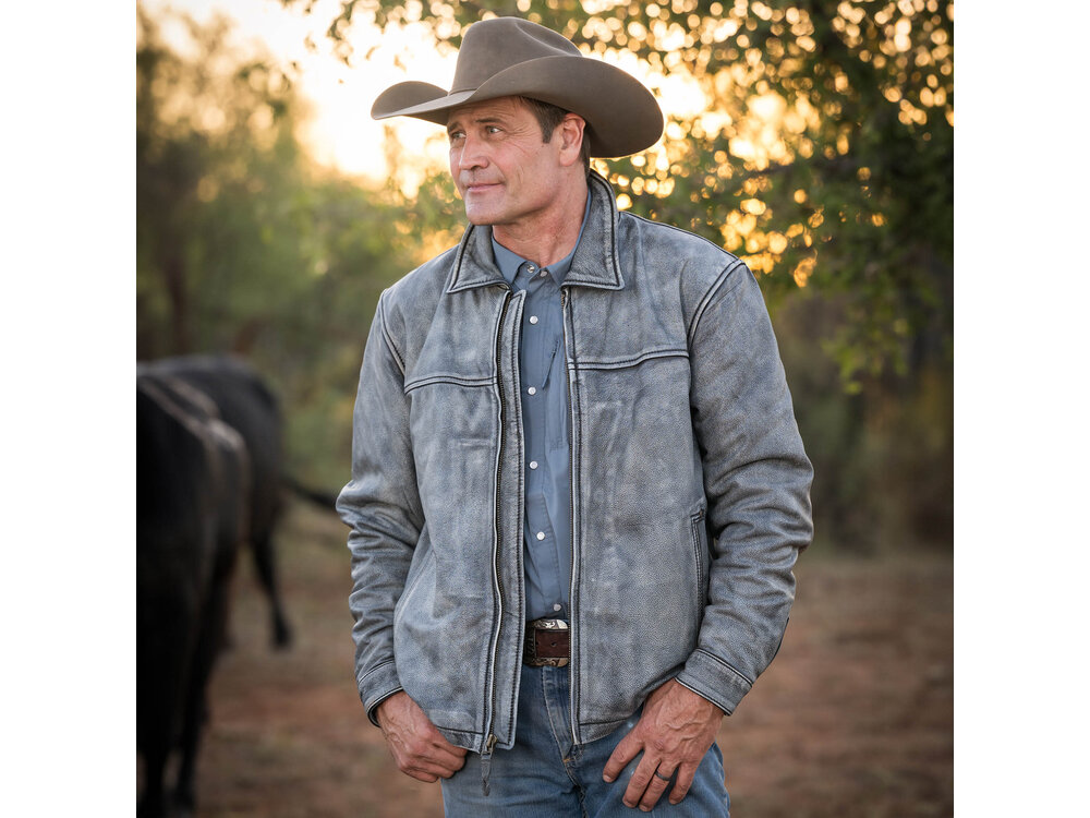 STS Ranchwear Rifleman Leather Jacket- Stonewash- STS5485