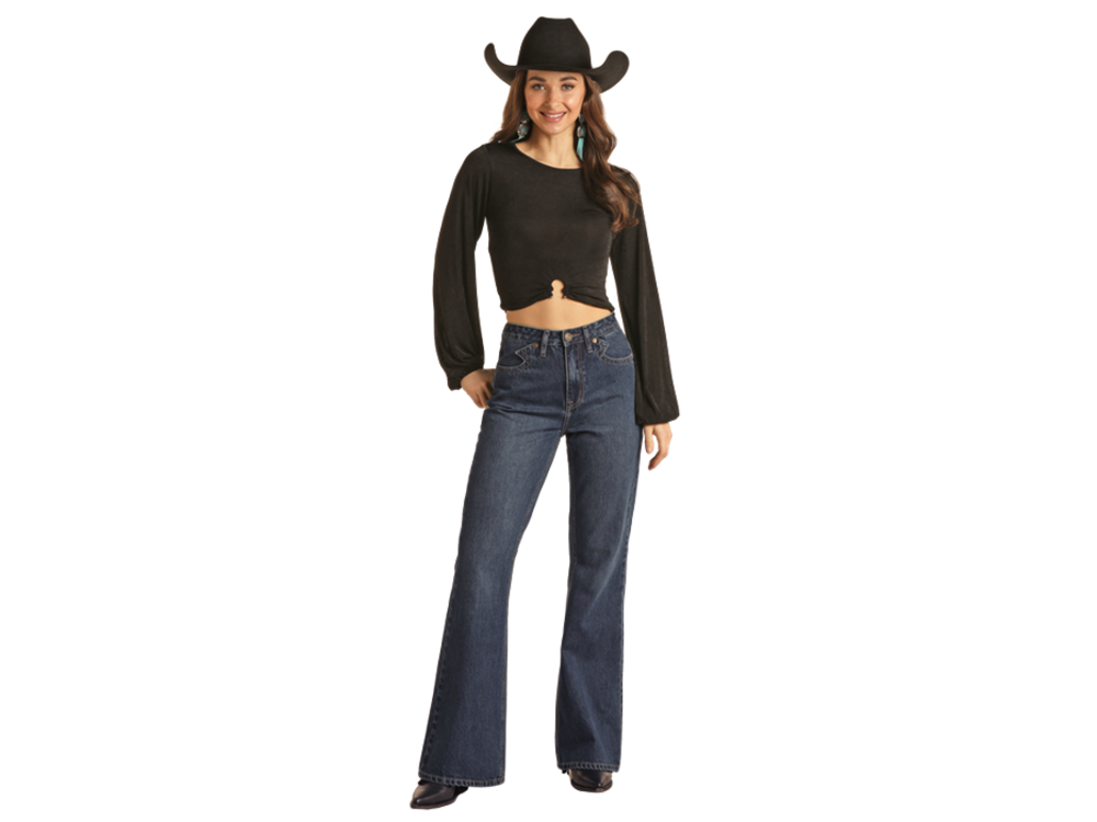 Rock and Roll Denim Yoke Detail - HighRise Flare- BW6HD02995-