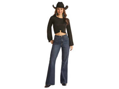 Rock and Roll Denim Yoke Detail - HighRise Flare- BW6HD02995-