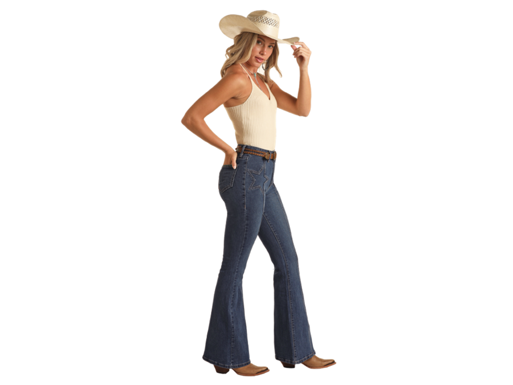 Rock and Roll Denim Front Star- High Rise Flare- BW6HD04026-