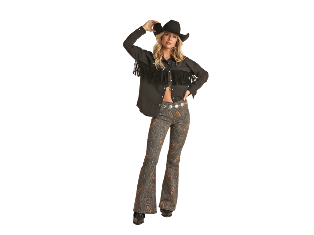 Rock and Roll Denim Paisley Print- PullOn Flare- RRWD6PRZQW