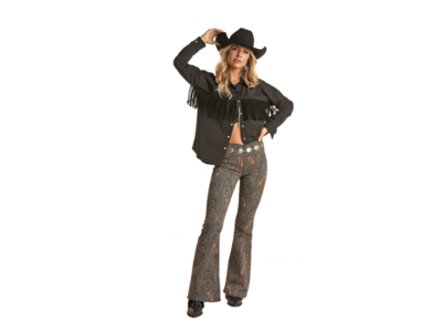 Rock and Roll Denim Paisley Print- PullOn Flare- RRWD6PRZQW