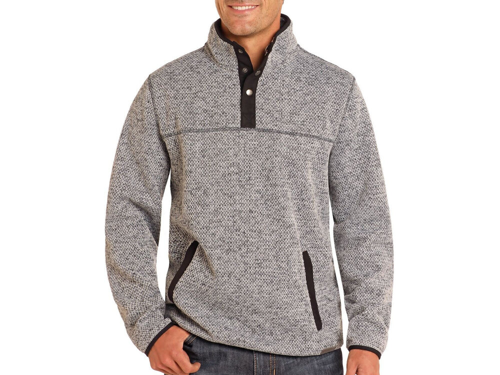 Rock and Roll Denim Melange Pullover- DM91C04076- Grey-