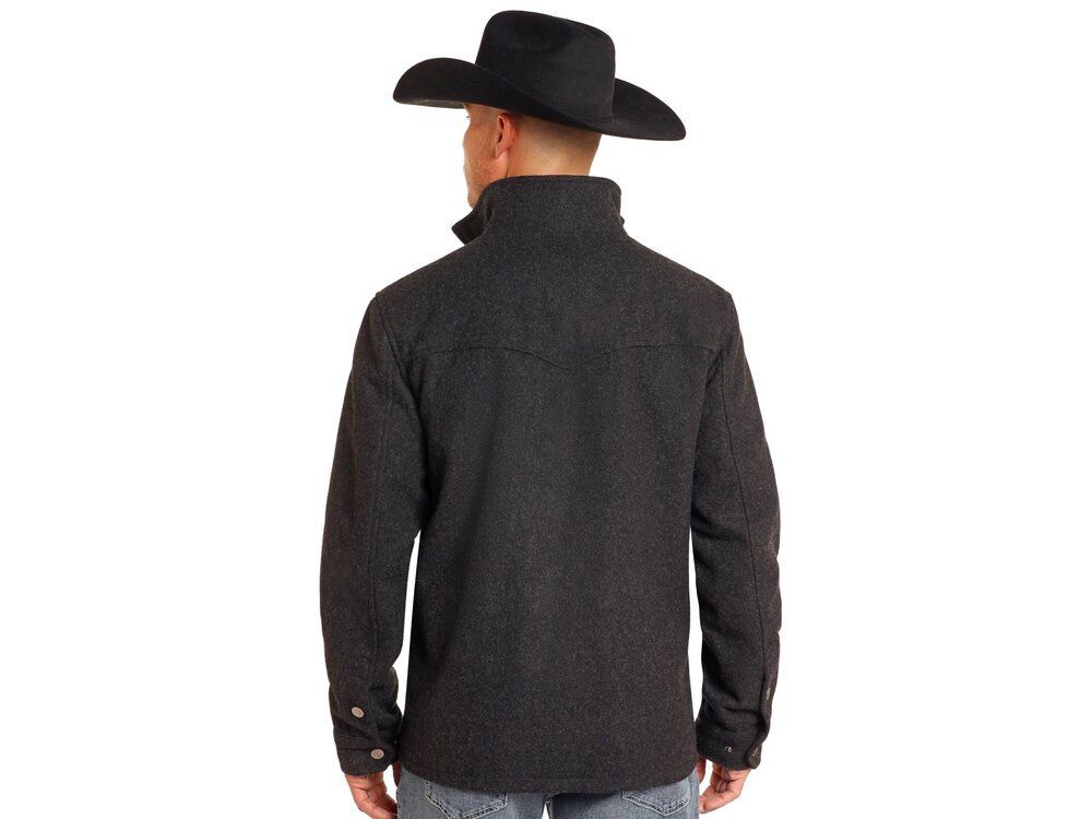 Rock and Roll Denim Wool Dress Coat- Black- DM92C04052-