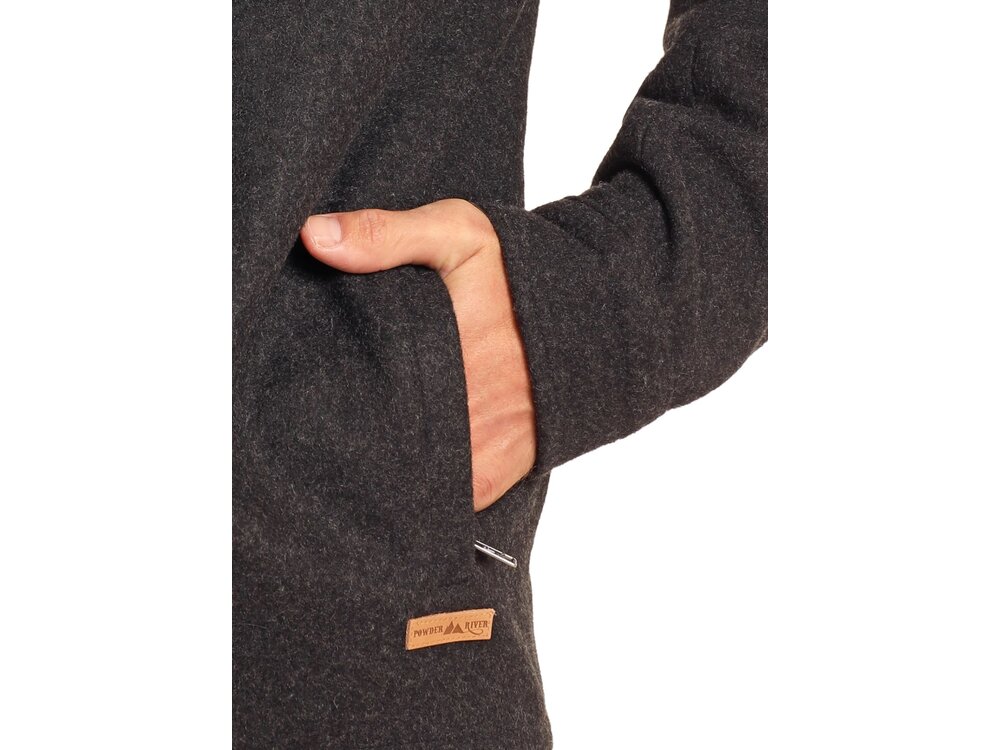 Rock and Roll Denim Wool Dress Coat- Black- DM92C04052-