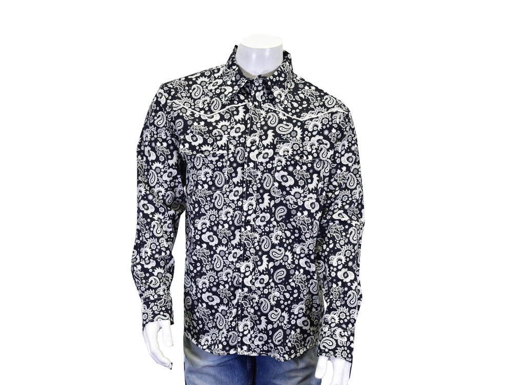 Cowboy Hardware Large Paisley Print Shirt- Black/White-
