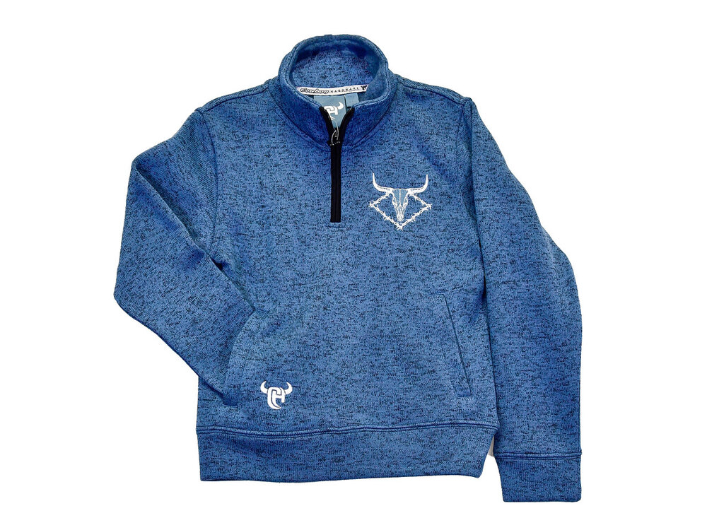 Cowboy Hardware Youth- Barbed Wire 3/4th Zip Hoodie- Blue-