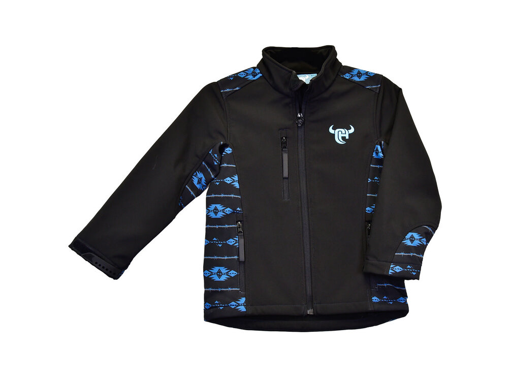 Cowboy Hardware Youth- Aztec Accent Tech Jacket- Black
