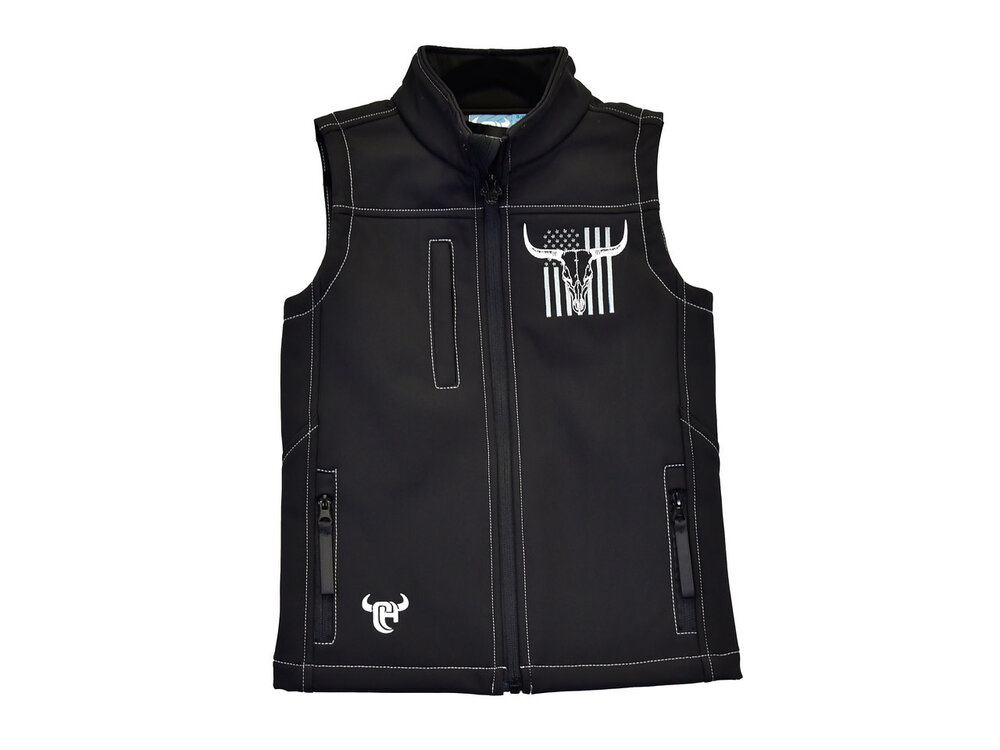 Cowboy Hardware Youth- Skull Flag Tech Vest- Black