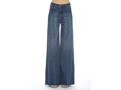 O2 Denim Front Seam Straight Wide Leg Denim- MEDIUM Wash- PW505