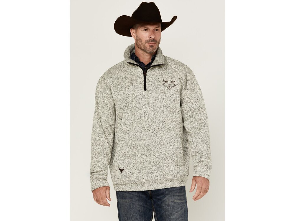Cowboy Hardware Quarter Zip Skull Fleece- Oatmeal- 173232-
