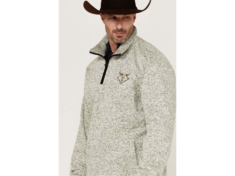 Cowboy Hardware Quarter Zip Skull Fleece- Oatmeal- 173232-