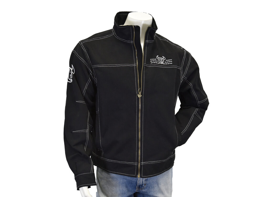 Cowboy Hardware Skull Embroidered Woodsman Jacket- Black- 191193-