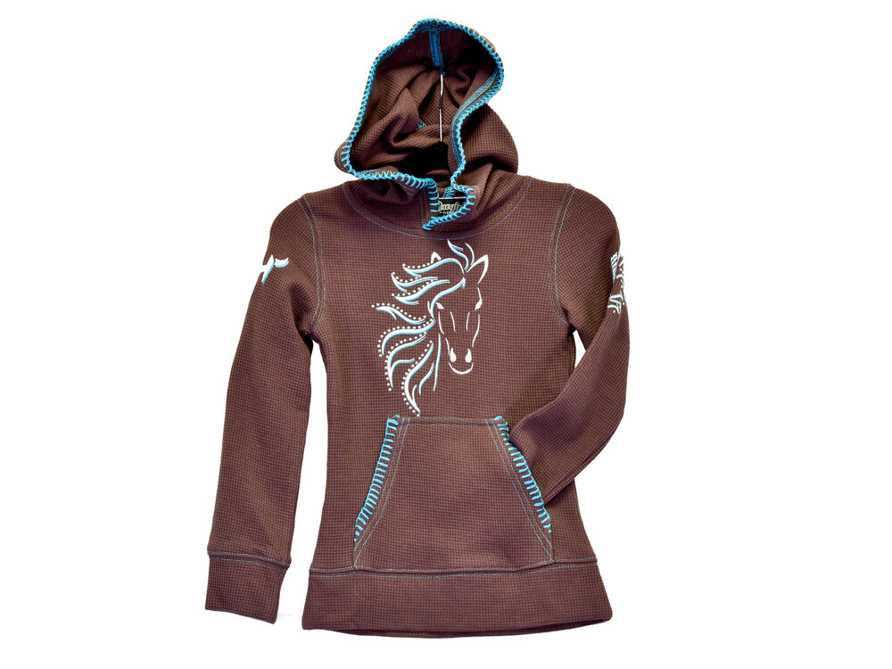 Cowgirl Hardware Youth- Horse Thermal Hoodie- Brown- 412091-661 -
