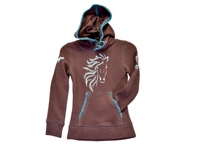 Cowgirl Hardware Youth- Horse Thermal Hoodie- Brown- 412091-661 -