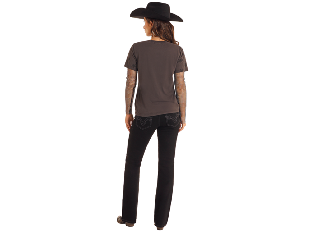 Rock and Roll Denim Rhinestone Rodeo Tee- BW21T05410