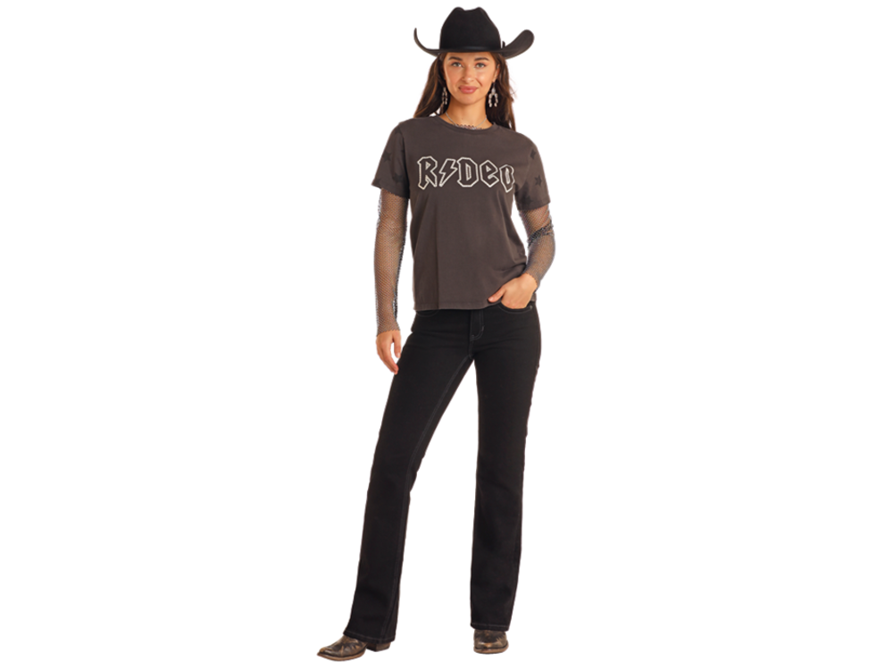 Rock and Roll Denim Rhinestone Rodeo Tee- BW21T05410