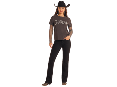 Rock and Roll Denim Rhinestone Rodeo Tee- BW21T05410