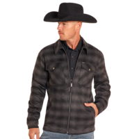 Plaid Full Zip Shacket- BM92C04326- Black