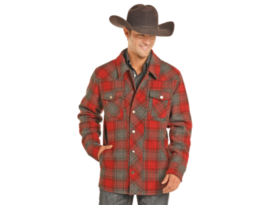Rock and Roll Denim Plaid Wool Jacket- DM92C04056- Red