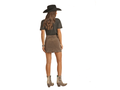 Rock and Roll Denim Corduroy Skirt- RRWD69R0H1- Brown-