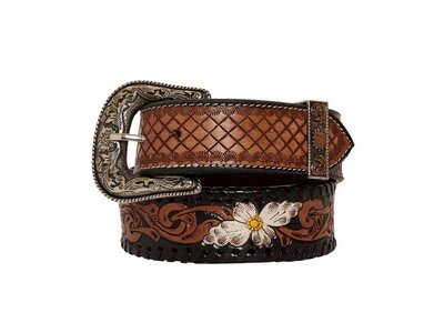 Myra Bags Checkered Handtooled Belt- S-4059-