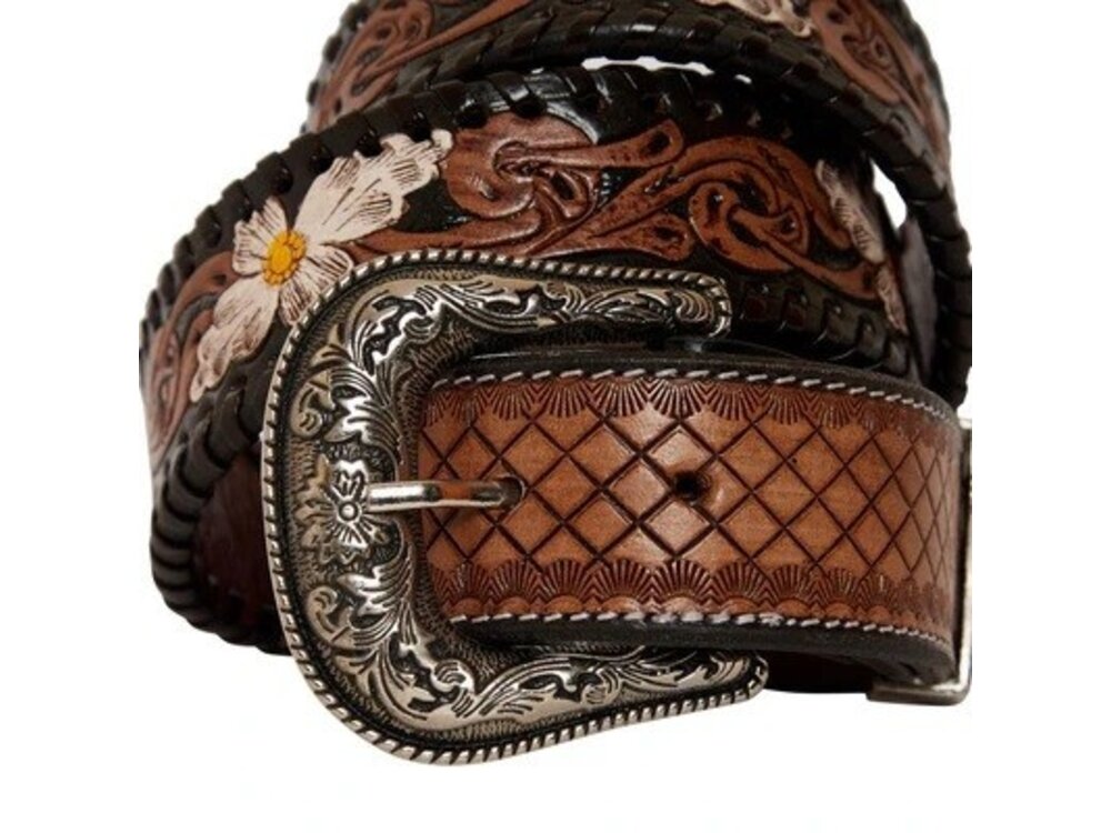 Myra Bags Checkered Handtooled Belt- S-4059-