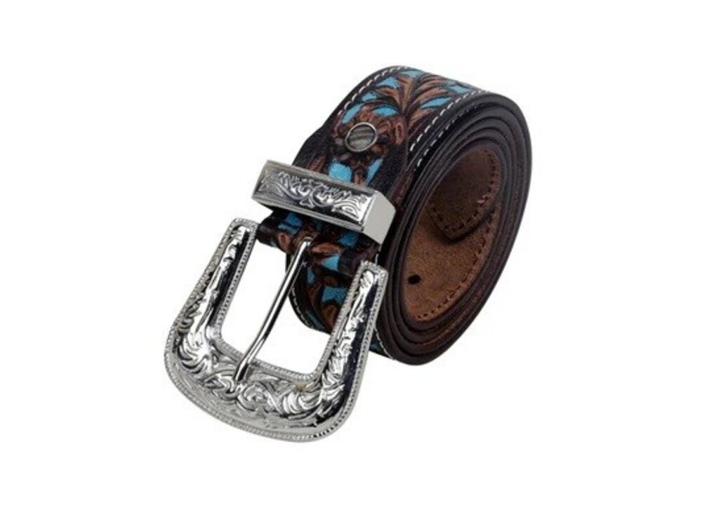 Myra Bags Turquoise Handtooled Belt- S-2927-