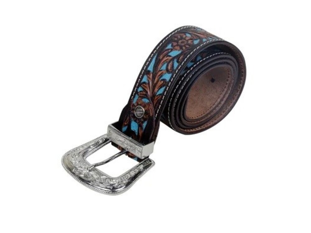 Myra Bags Turquoise Handtooled Belt- S-2927-