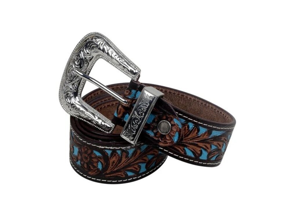 Myra Bags Turquoise Handtooled Belt- S-2927-