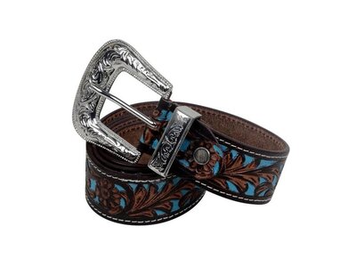 Myra Bags Turquoise Handtooled Belt- S-2927-