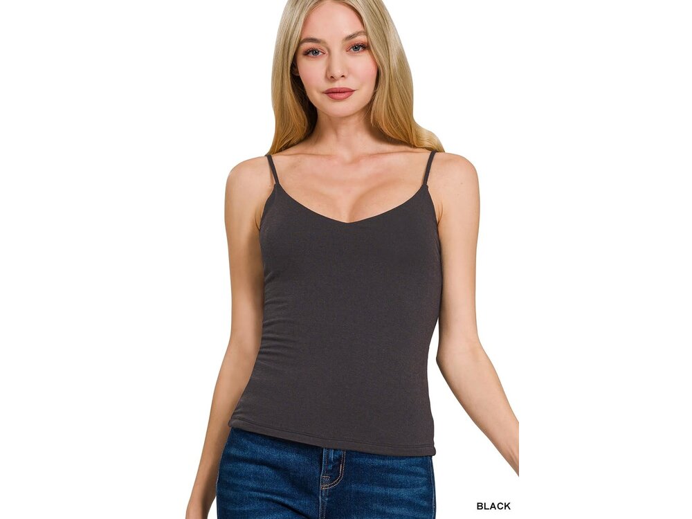 Doubled-Layered V-Neck Cami- RT-8556Y- Black-