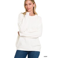Ultra Soft Exposed Seam Sweater- TW-2220D6- Ivory-