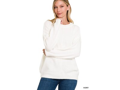 Ultra Soft Exposed Seam Sweater- TW-2220D6- Ivory-