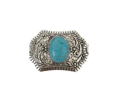 Rectangle Concho Belt with Crystal Accents- Silver/Turquoise- 42in-