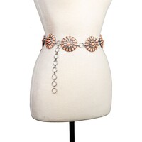 Floral Stone Concho Belt- Pink- S/M