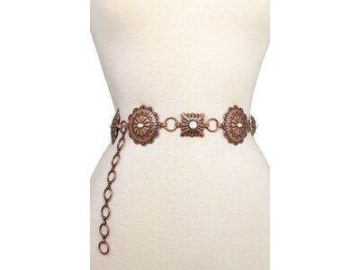 Round Square Concho Belt- Copper- L/XL