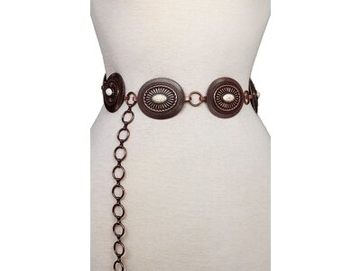 Oval Etched Concho Belt- Copper/White- S/M