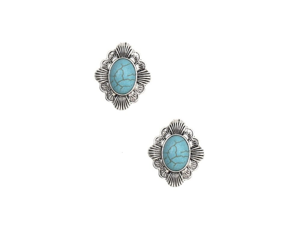 Post Earring- SE1953- Silver/Turq