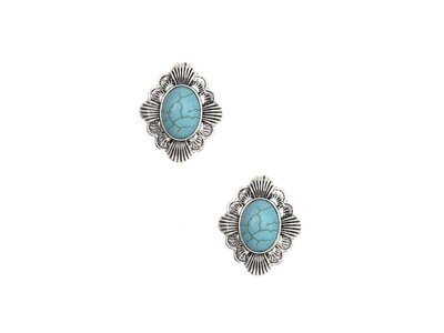 Post Earring- SE1953- Silver/Turq