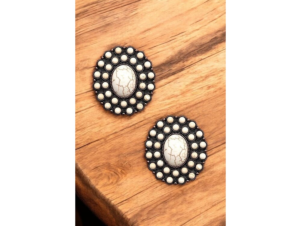 Post Earring- 190551- White