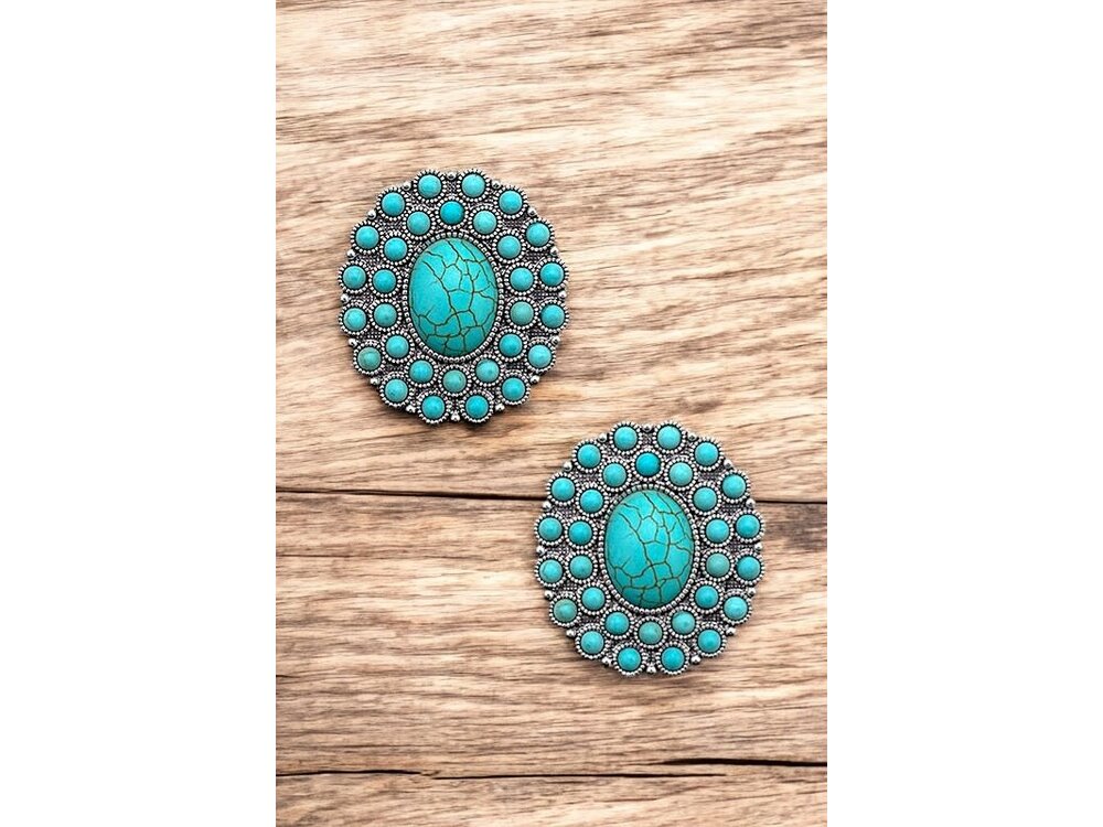 Post Earring- 190551- Turquoise