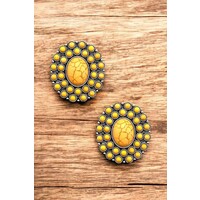 Post Earring- 190551- Yellow