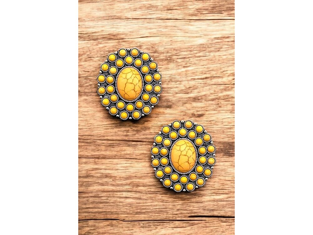 Post Earring- 190551- Yellow