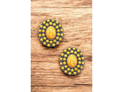 Post Earring- 190551- Yellow