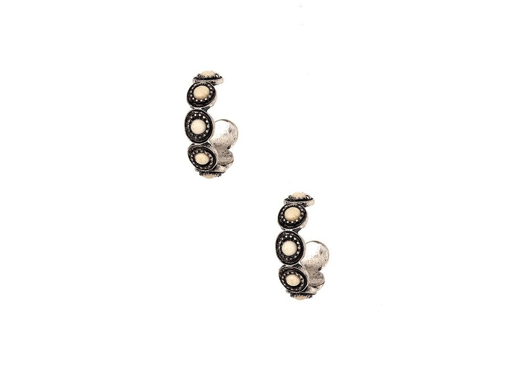 Hoop Earring- 194821- Silv/White