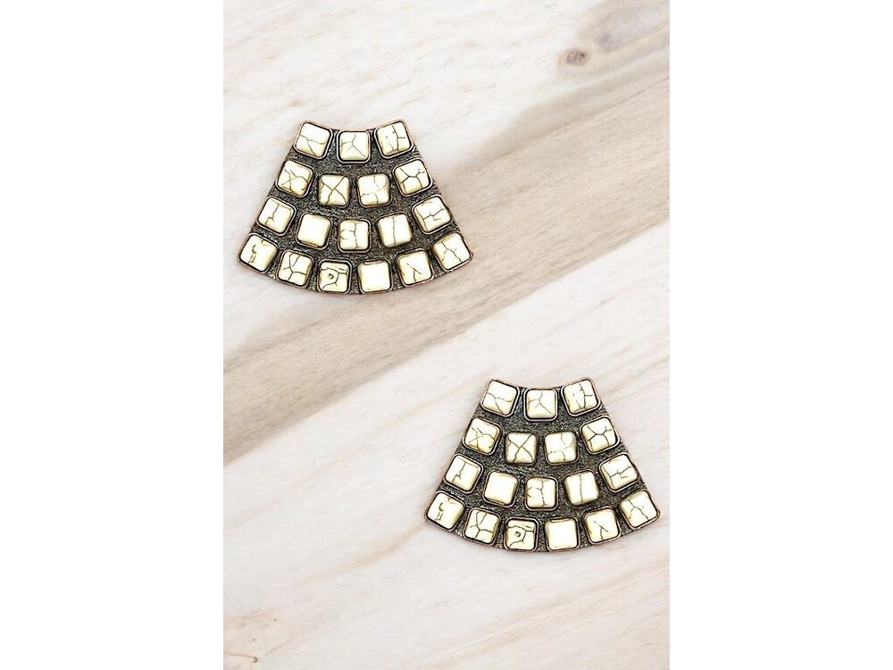 Post Earring- SE2050- Copper/White