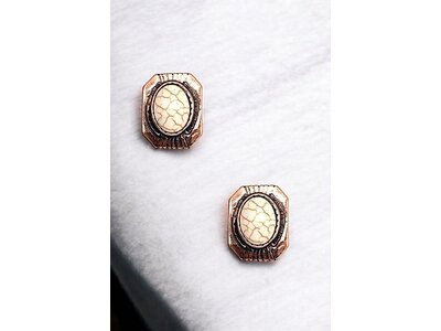 Post Earring- 194885- Copper/White